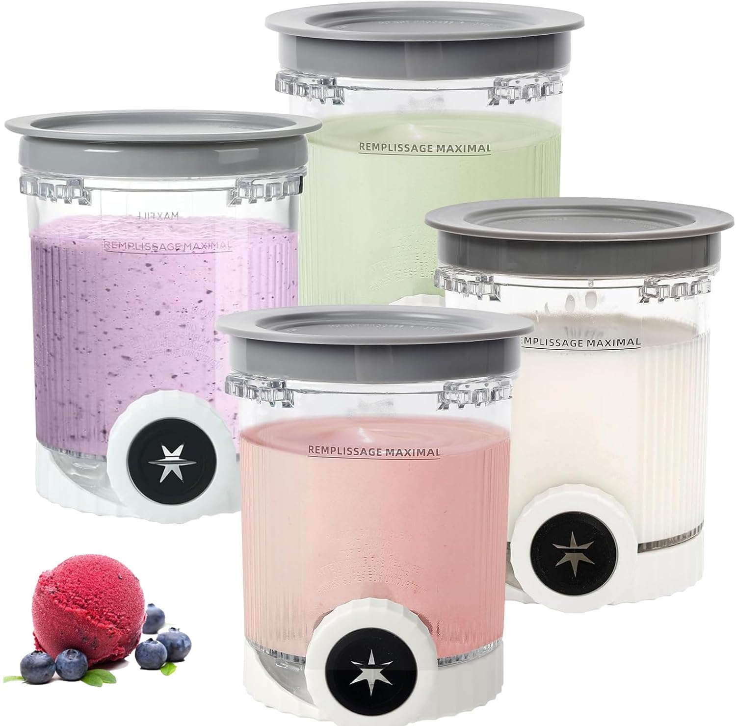 4 Pièces Récipient pour Ninja Swirl by Machine à Glace NC700 Et NC701 Series, Lot de Creami Ninja Swirl, Pour Machine à CrèMe GlacéE Ninja, Sans BPA et Lave-vaisselle (Lot De 4)