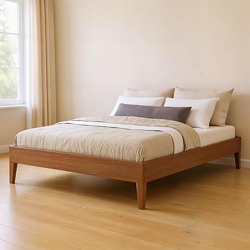 Grain & Grove Bear Platform Bed (Full), Oak Embossed Pecan