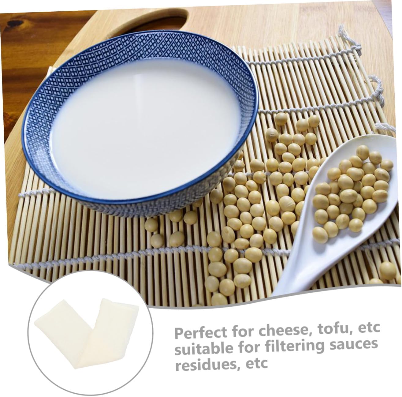 2pcs Kitchen Cheese Cloths Filters Unbleached Cotton Yarn Strainer for Grease Nut Milk