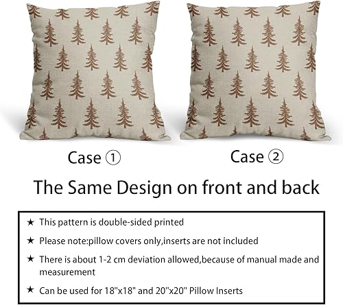 Miniatura 6 de Juego de 2 fundas de almohada negras para árbol de Navidad de 16 x 16 pulgadas, estilo rústico de invierno, fundas de almohada decorativas para