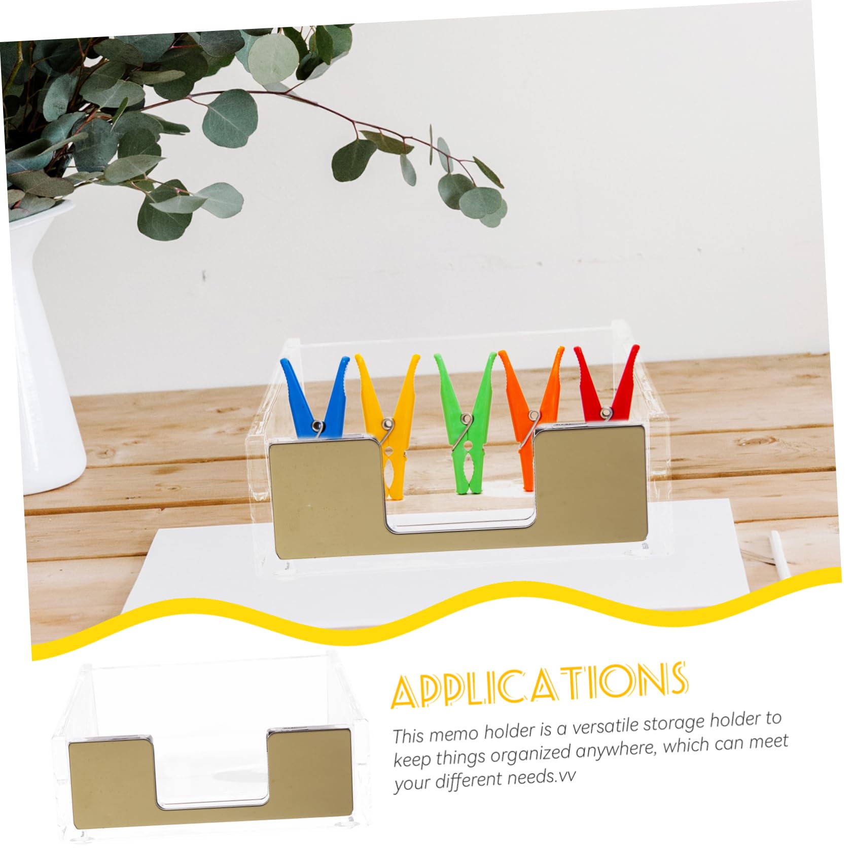 FUNOMOCYA Clear Memo Pad Holder and Paperclip Organizer for Desk Compact Note Storage for Office School and Home Use Lightweight and Design