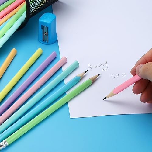 Miniatura 5 de PATIKIL Lápices redondos, paquete de 24 lápices de grafito HB con borrador, lápices de madera, bonitos lápices para aula, profesores, suministros de