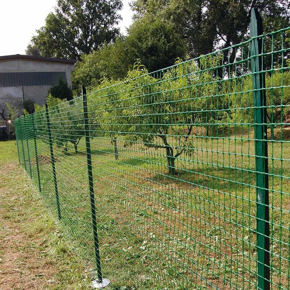 10 PZ Palo paletto in ferro a T 30x30x3 mm plastificato verde H 225 cm per rete recinzione metallica