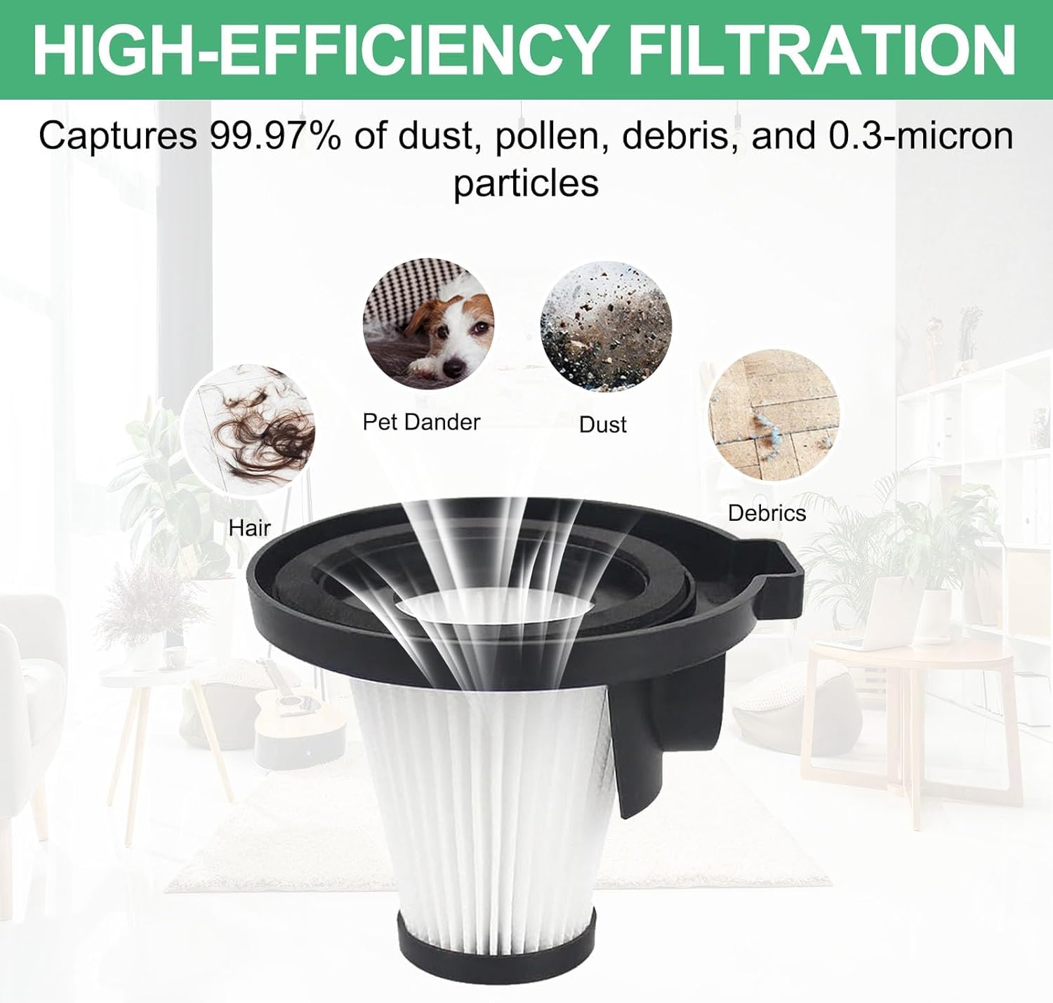 Alrens 6-Pack Replacement Filter for IonVac ZipVac 8842 & 8200 Handheld Vacuum, Washable 8842 Filters for Strong Suction & Fine Dust Removal
