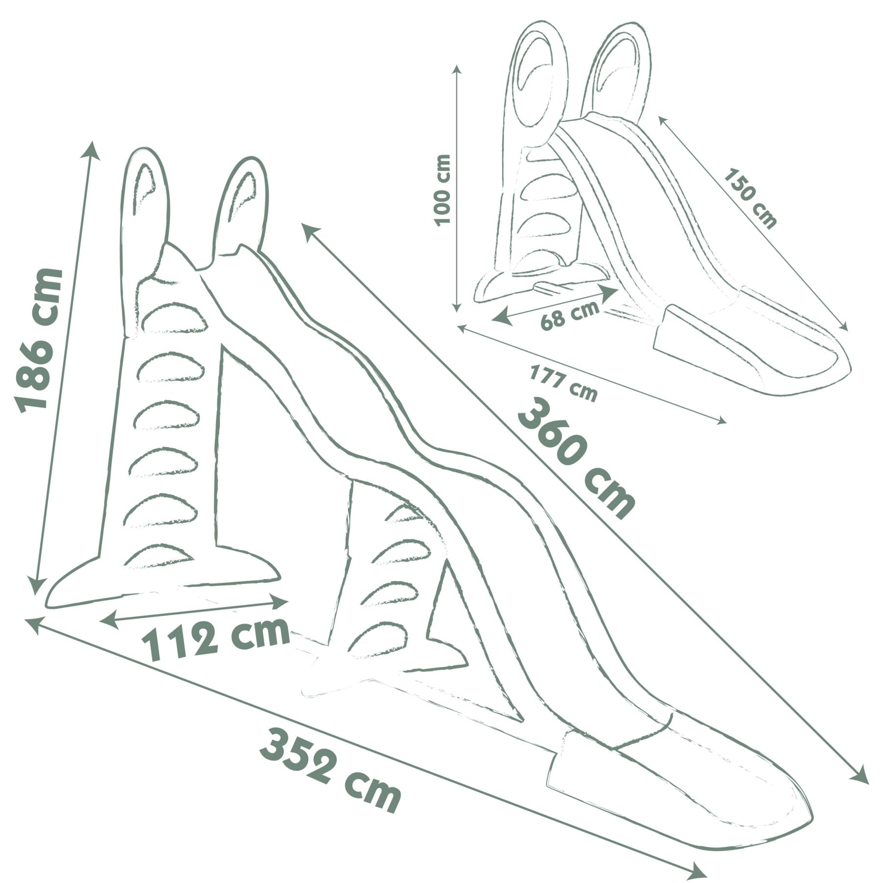 Smoby Life - Toboggan Super Megagliss - Evolutif 2 en 1 - Glisse de 170 à 360 cm - Echelle avec Mains Courantes, Marches Antidérapantes - Matière Recyclée - A Partir de 2 Ans - Fabrication Française