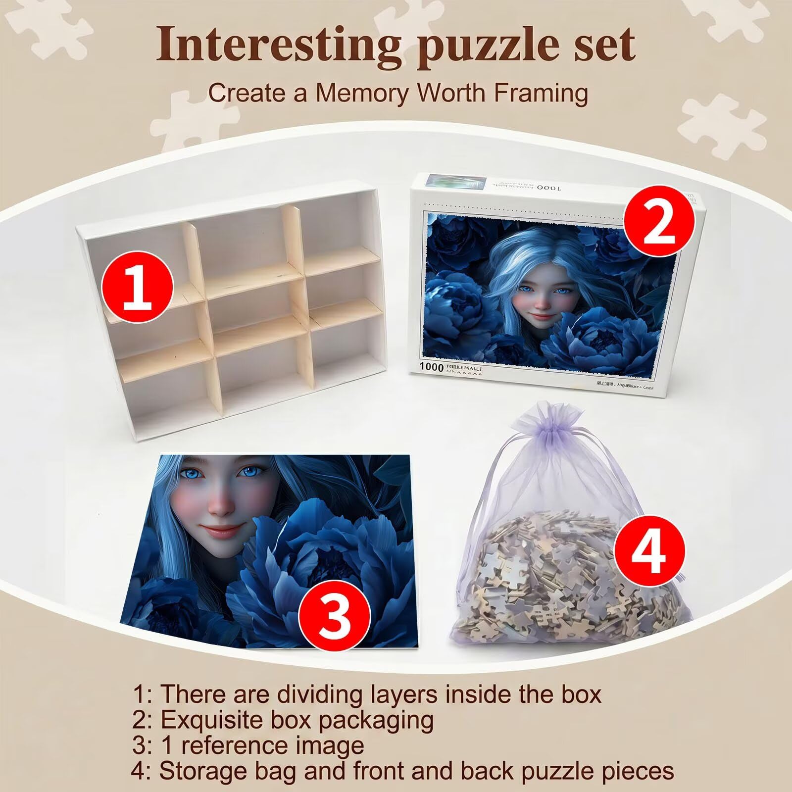 Cartone animato donna Puzzle 5000 Pezzi per Adulti, Puzzle in Legno - Collezione Classica con Poster Incluso - Sfida di Concentrazione e Passatempo Antistress, Gioco per Famiglia, 156 x 105 cm f0-540