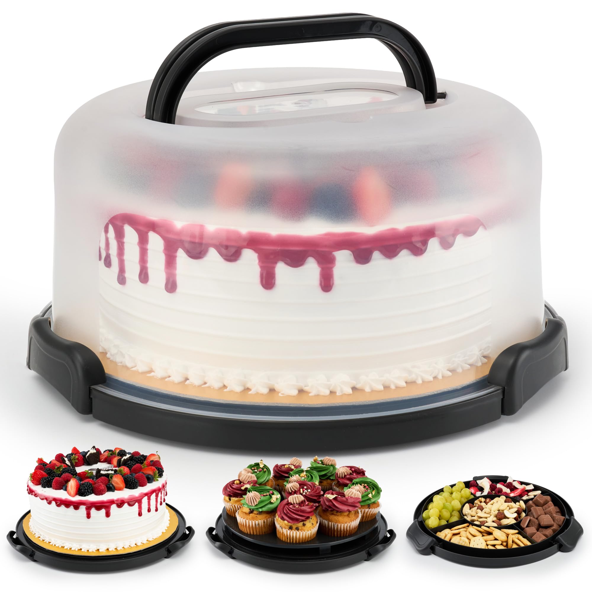 uandu Kuchen Transportbox Rund für Torten, Muffins & Cupcakes