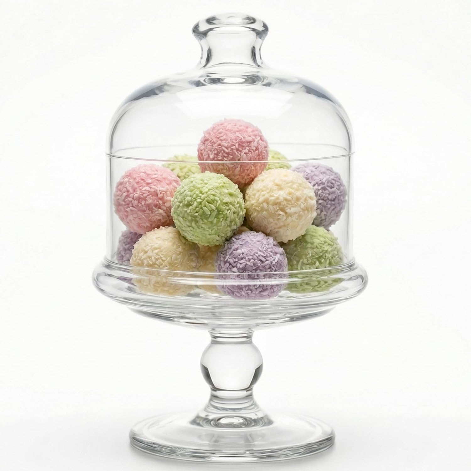 Glass Cake Stand with Dome, Clear Glass Cloche on Pedestal – Elegant Dessert Display for Cakes, Cupcakes, Cookies & Home Decor