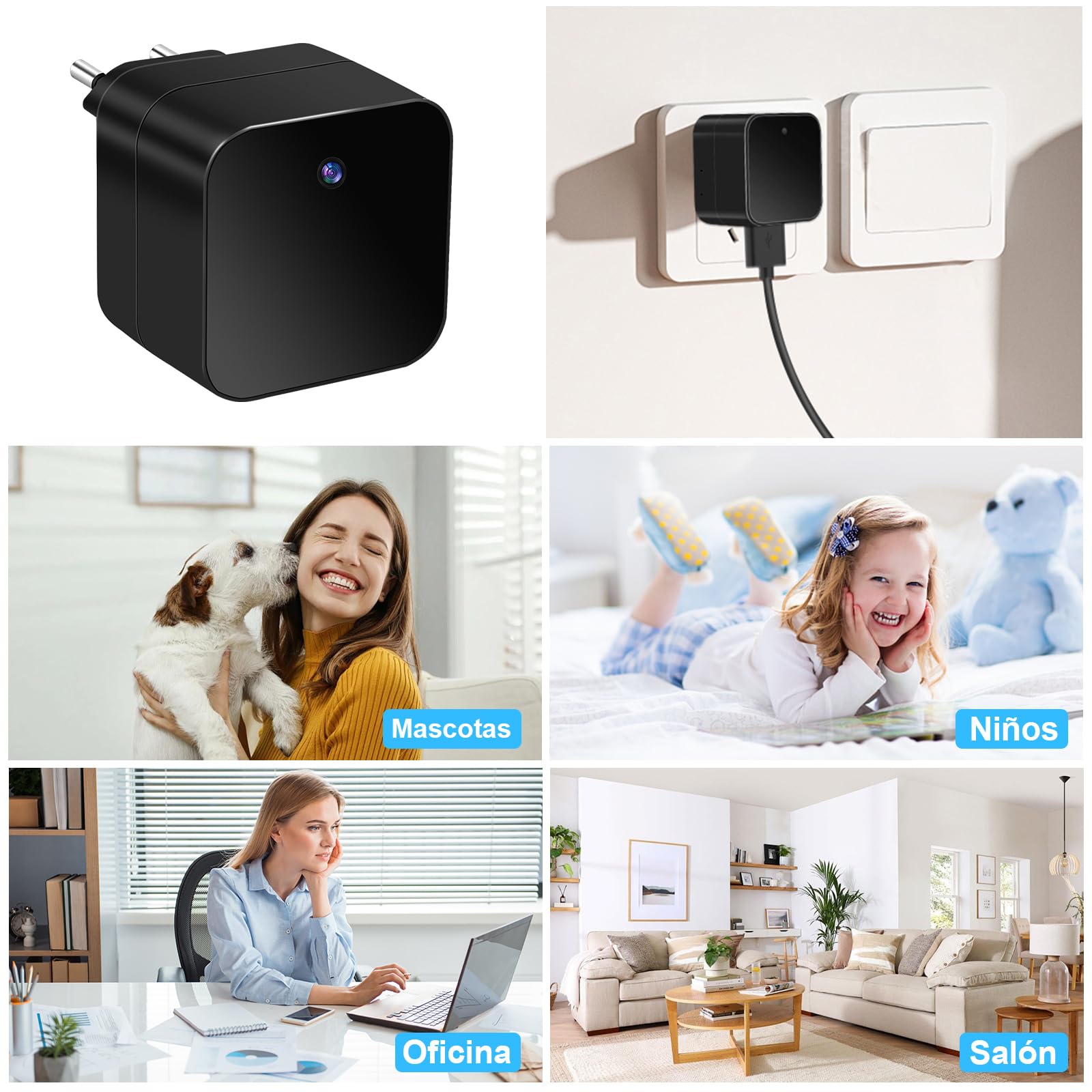 Cámara Espía Oculta WiFi 2,4/5G, Minicámara Espía HD 1080p | Microcámara Espía con Detección de Movimiento, grabación en bucle y Visualización Remota