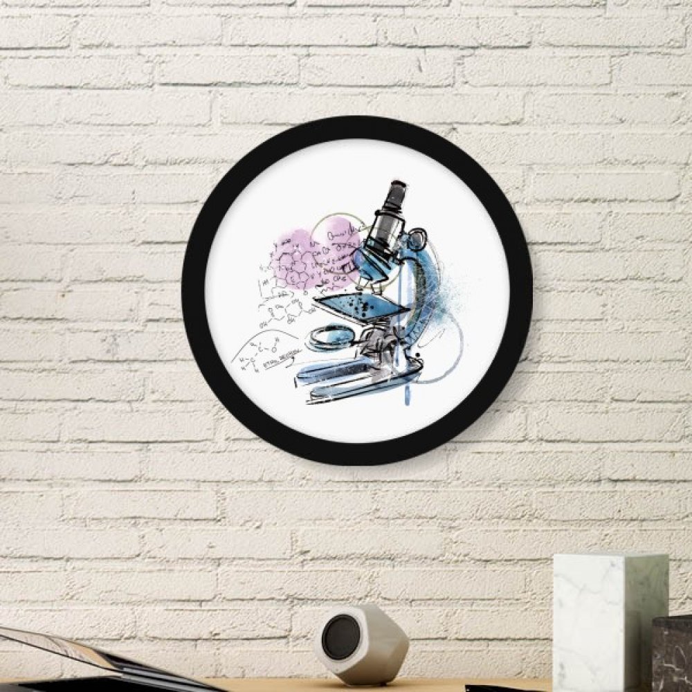Microscope cadre rond noir pour personnaliser un mur vide style design scientifique