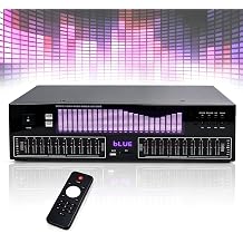20-Band Stereo Graphic EQ, Digital Equalizer, HI-FI Graphic Equalizer, LED Spectrum Display, 15 Dynamic Modes, W/Remote Control, Noise Reduction, for Studio, Home Audio, Recording Studio