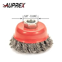 Vista 3 de Paquete de 2 cepillos de alambre anudado para amoladoras angulares con eje roscado 11 UNC, alambre de acero al carbono de 0.02 pulgadas para óxido