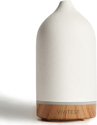 VIVITEST 200ML Ceramic Essential Oil Diffuser,Stone Essential Oil Diffuser,Ultrasonic Aromatherapy