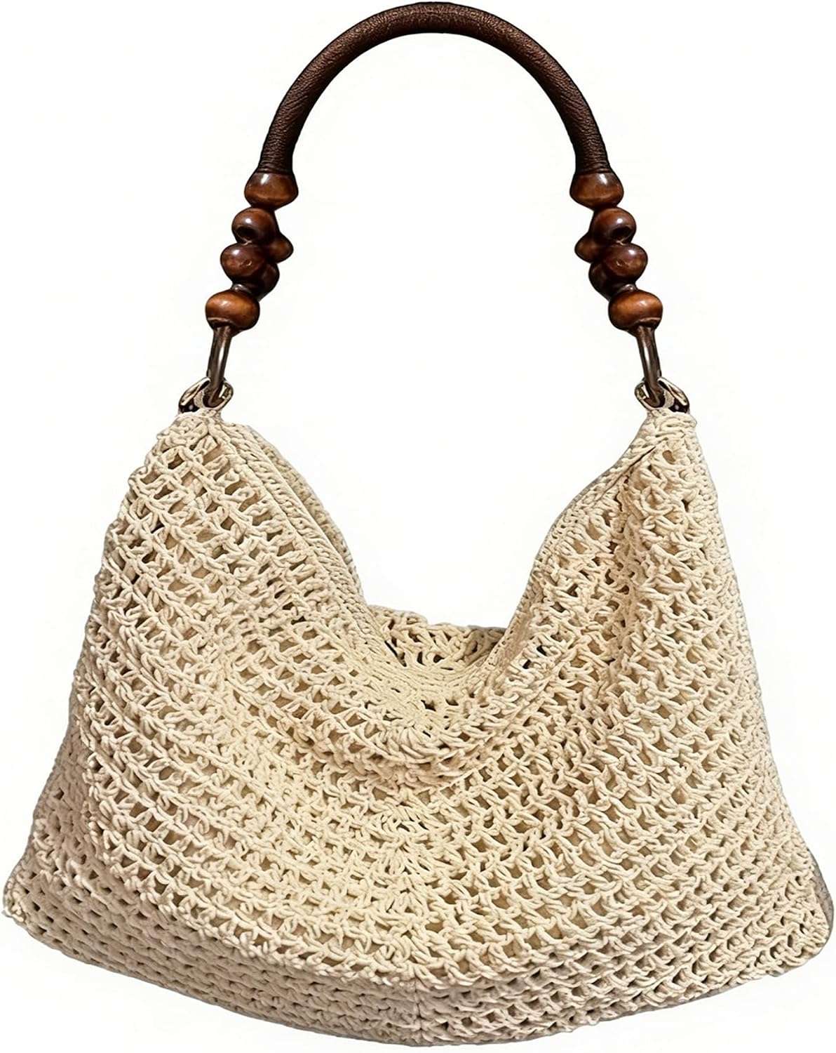 Handwoven Summer Beach Bag, Women Large Crochet String Bag Knitted Vacation Shoulder Bag Purse Handbag Beach Tote