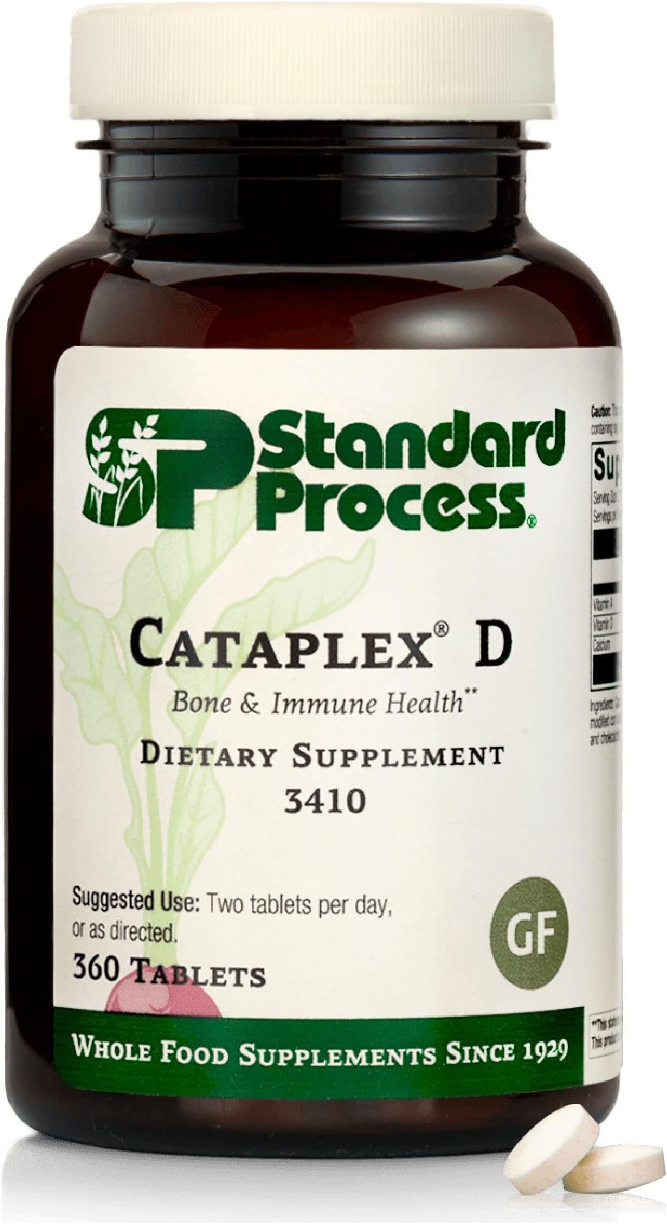 Standard Process Inc. Cataplex D - Whole Food Immune Support, Digestive Health, Bone Strength and Bone Health with Cholecalciferol, Calcium Lactate, and Ascorbic Acid - Vegetarian - 360 Tablets