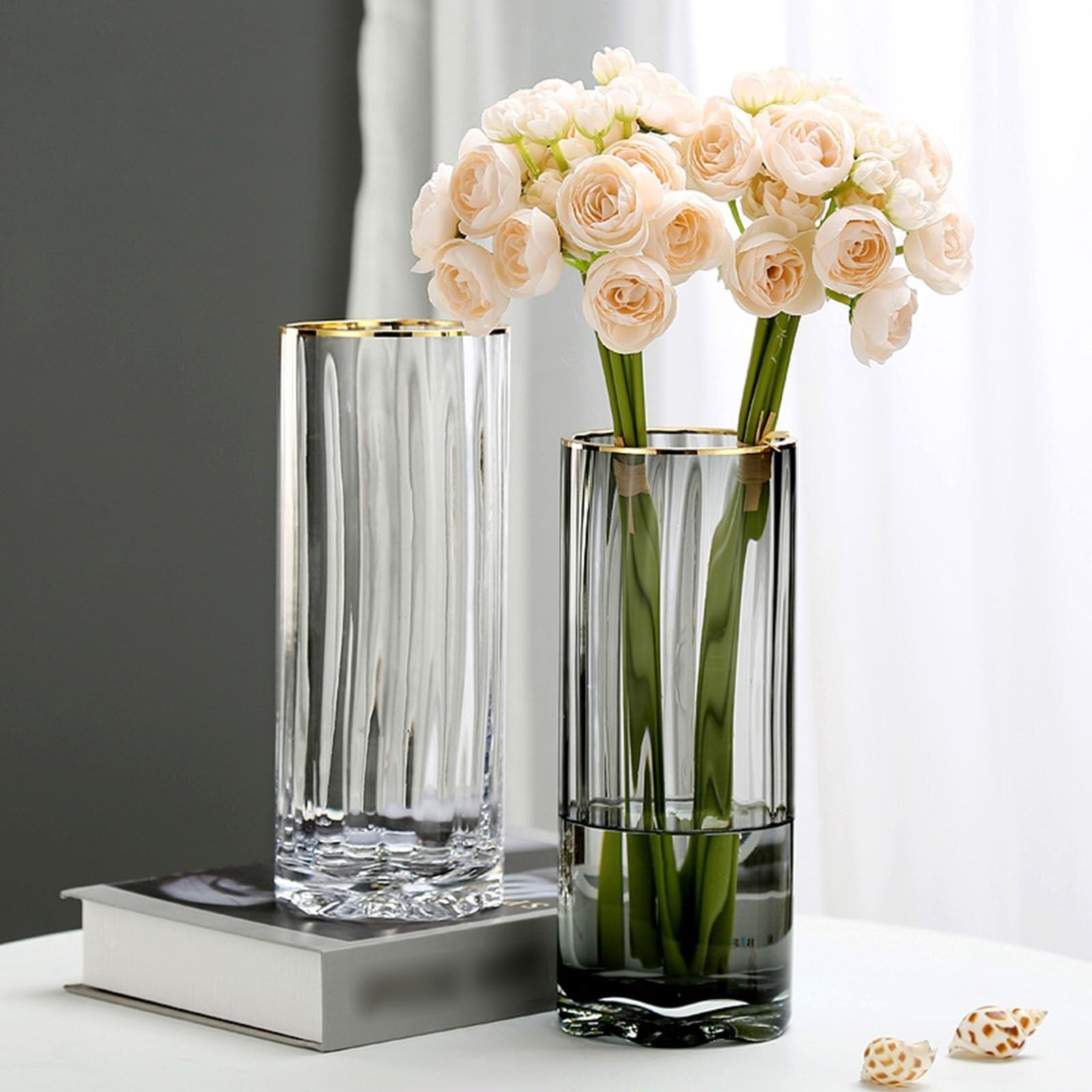 Vasi per fiori Vaso di vetro Decorazione moderna fiori d'acqua for soggiorno, sala da pranzo, camera letto Centrotavola(Clear,10 * 10 * 30CM)