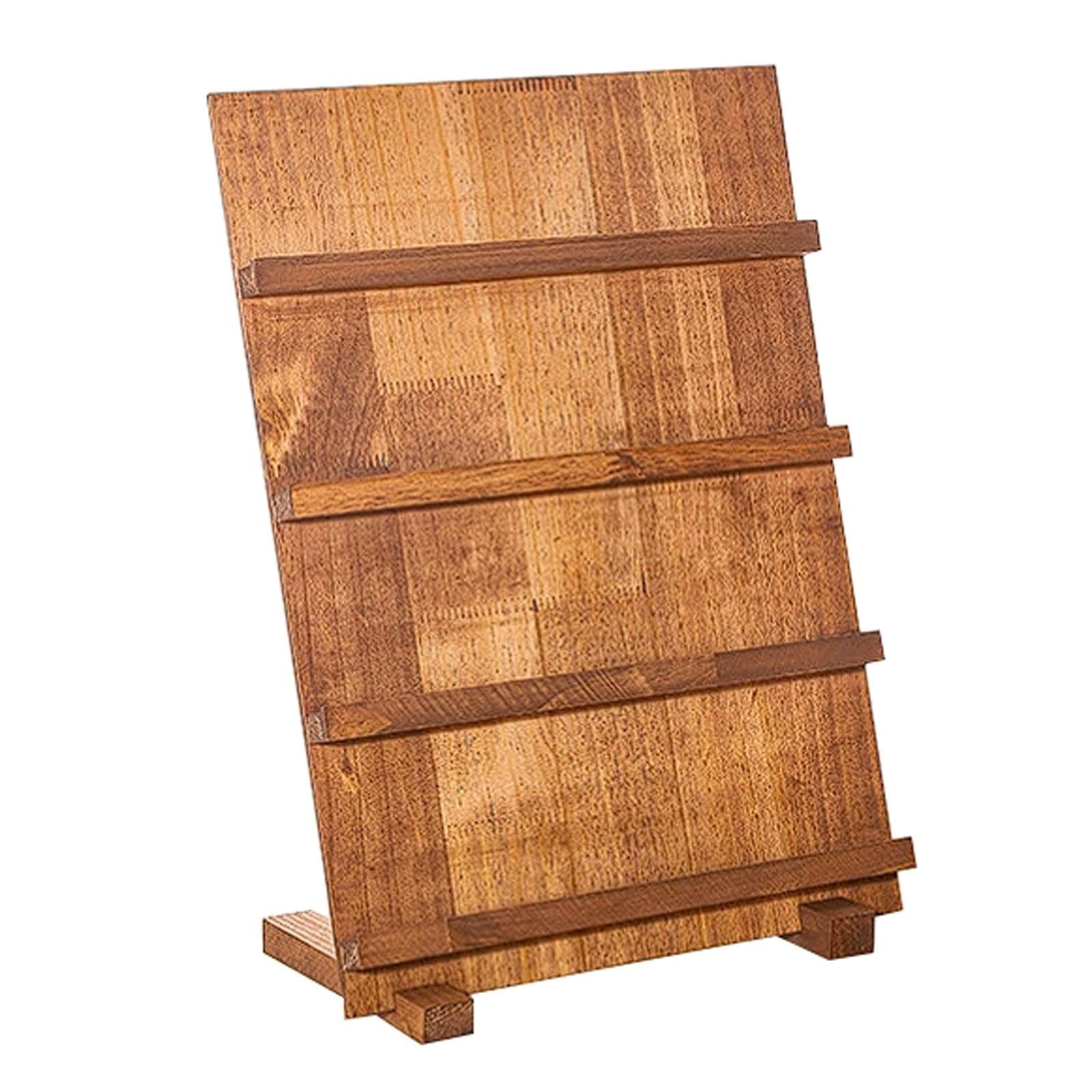 WxuuLTGJR Multi-Tier Jewelry Display Stand Necklaces Tower Organizer Walnut Color Board Jewelry Easel Holder Showcase Placement Props(4-Tier)