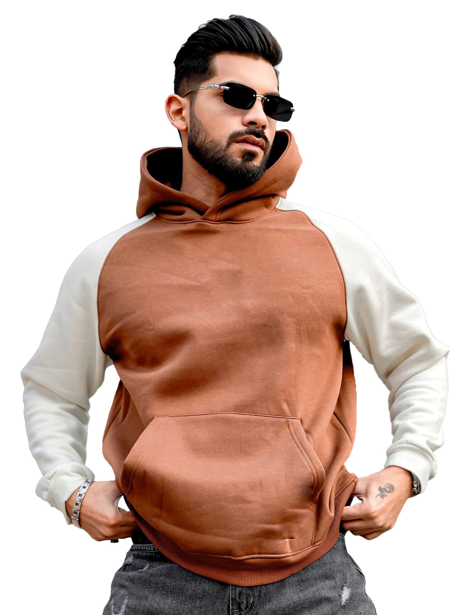 maniac Mens Printed Round Neck Full Sleeve Brown Cotton Fleece Sweatshirt-picture-14