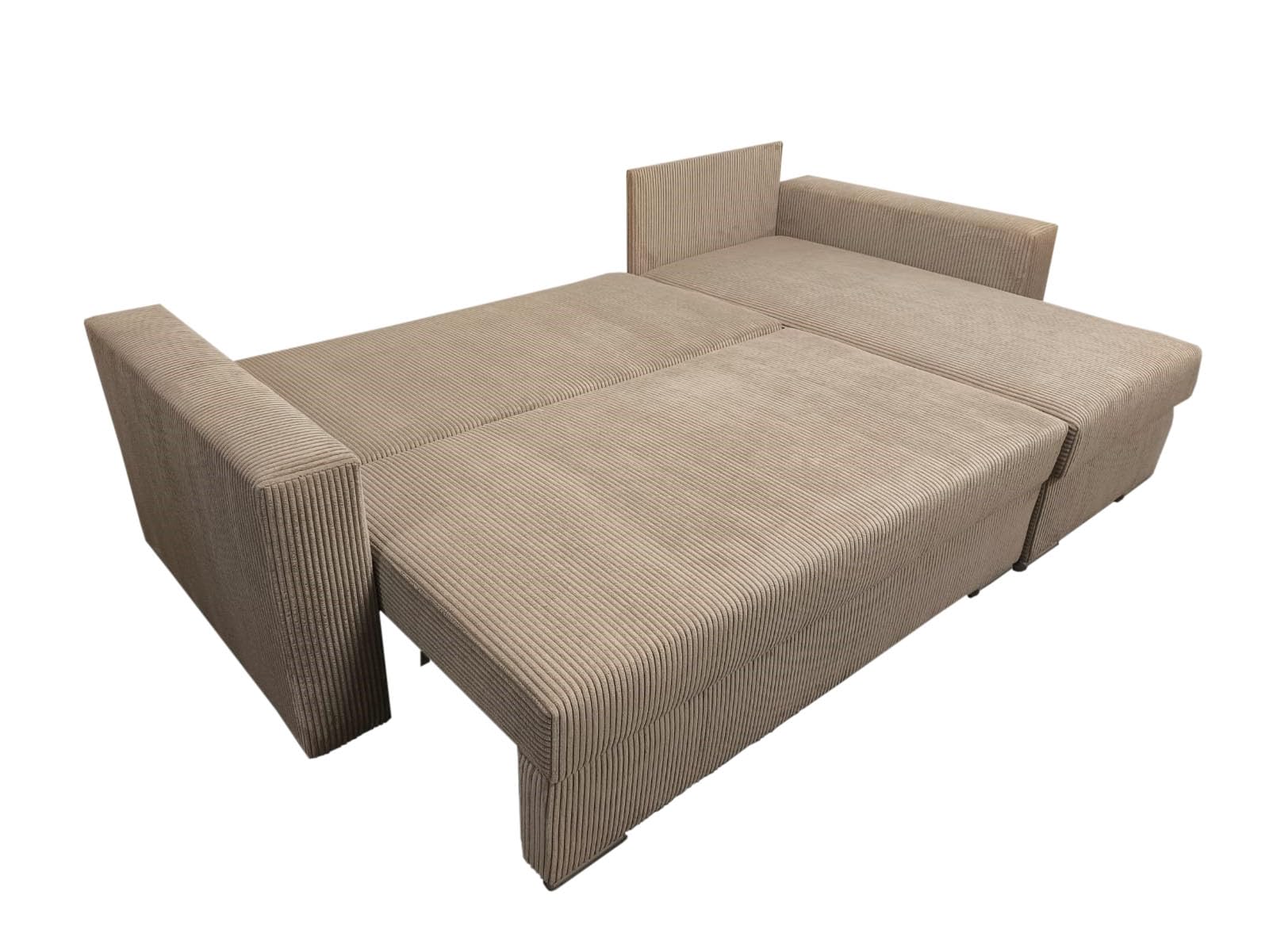 Narożnik Bravia z funkcją spania – Wolnostojący – Komfort i styl w minimalistycznej formie Automat ułatwiający rozkładnie – 235 x 140 x 90 cm – Zoom 6 (Brąz)