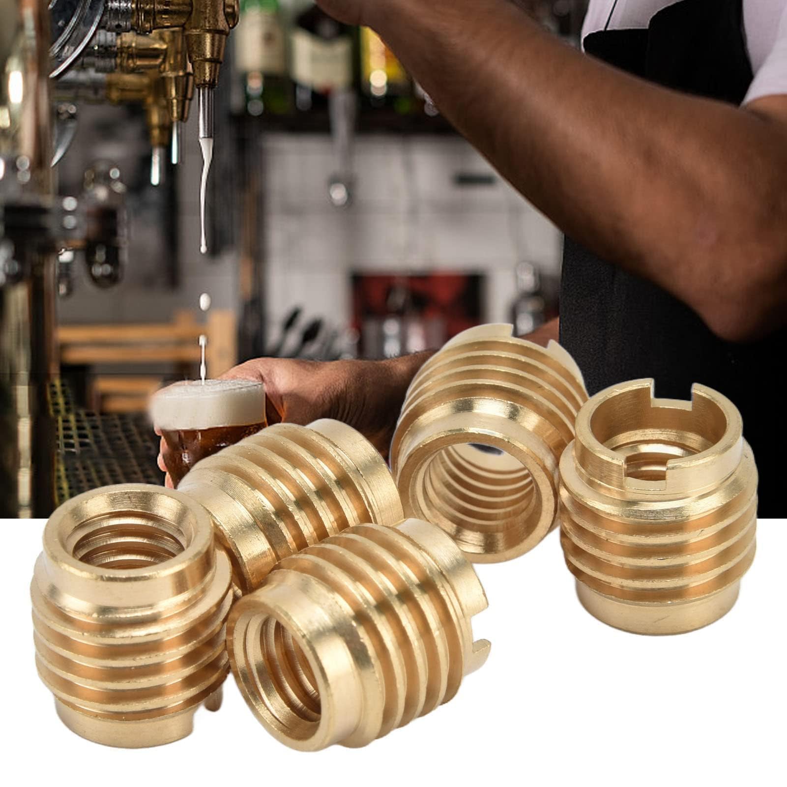 Brass Threaded Inserts - 10 Pack for Beer Taps -8
