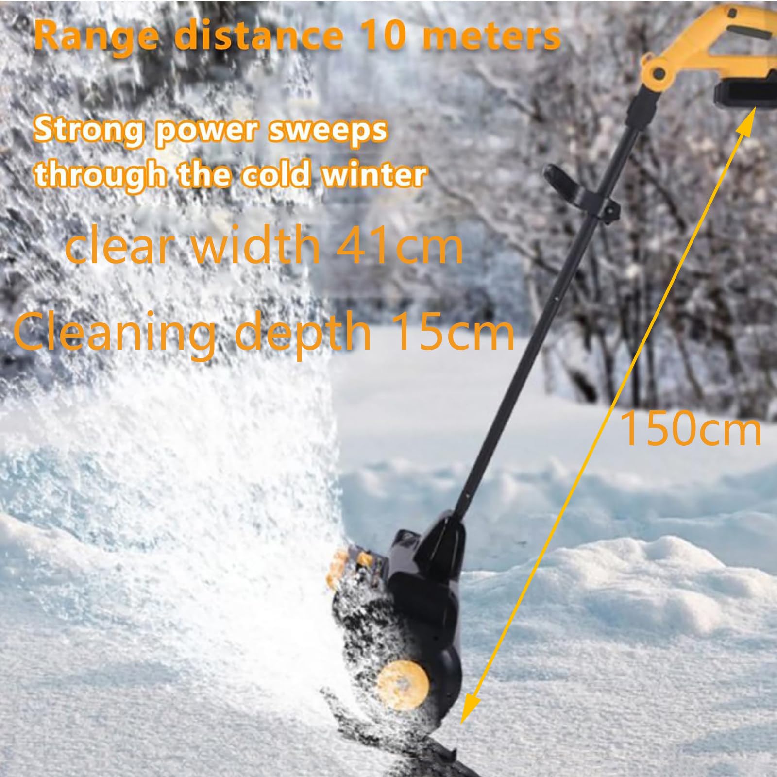 Pala da Neve elettrica Senza Fili, Larghezza 41 cm, spazzaneve a Batteria, con 2 batterie e caricabatteria rapido
