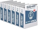 Easyview Premium, 1.5-Inch Mini Binder, 8.5"x5.5", 3-Ring Binders for School, Office, or Home, Colored Binder Notebooks, Pack of 6, Round Ring, White