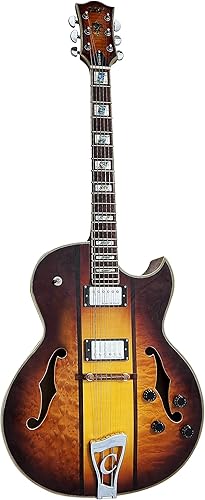 IYV Guitarra eléctrica de cuerpo semihueco de 6 cuerdas, derecha, natural (IJZ-500 NA)