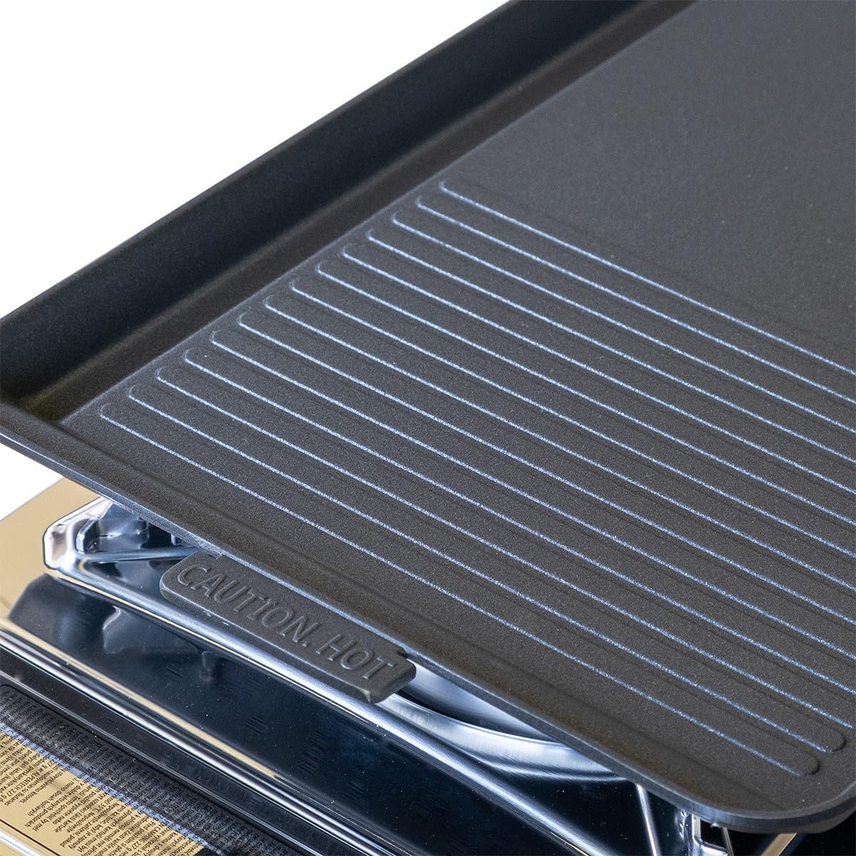 Alpen Camping – Grillplatte 53 x 28 cm für Gaskocher, 2 Flammen, glatte und geriffelte Oberfläche, Kochplatte, Aluminium