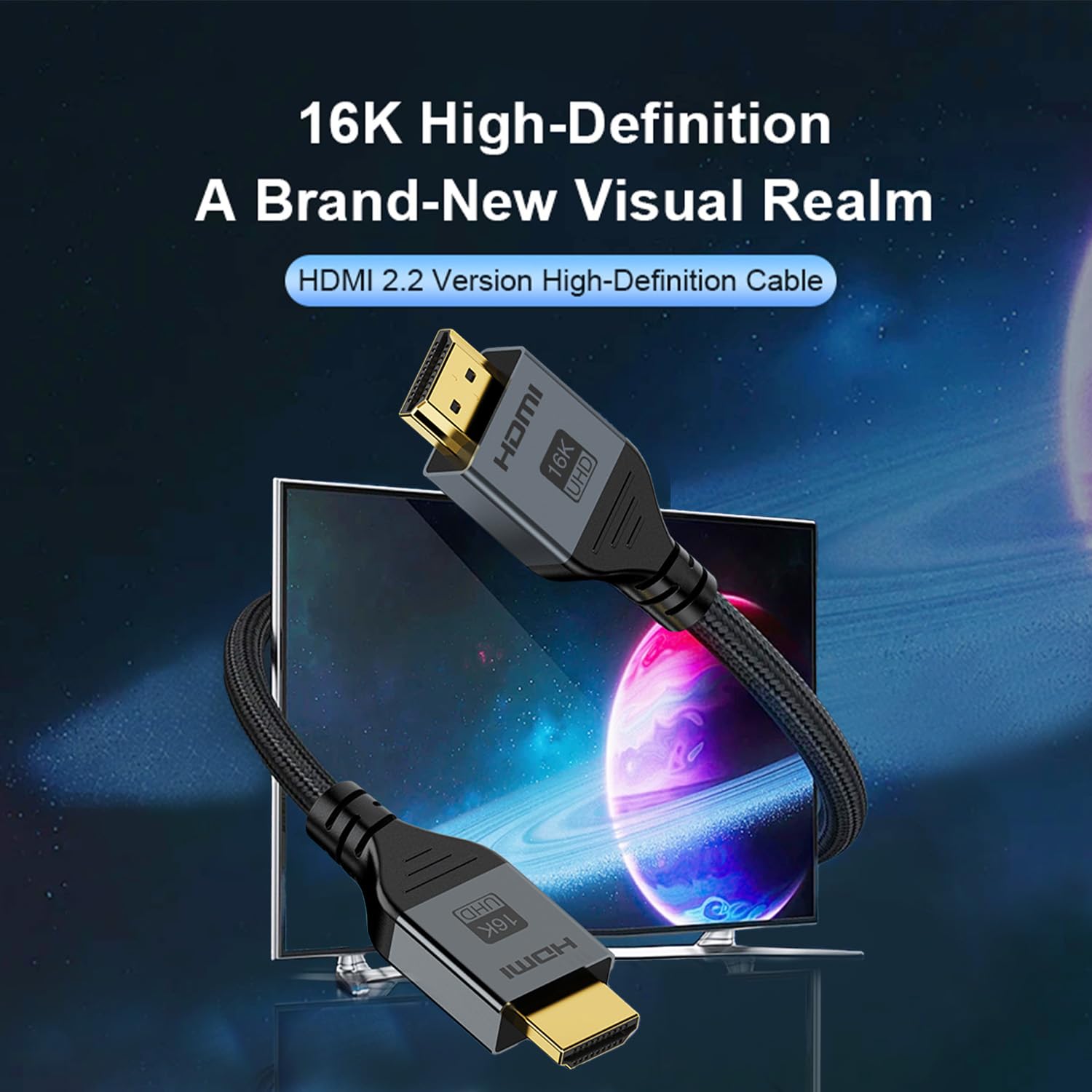 16K Cavo HDMI 2. 2 5M, 96Gbps cavo HDMI ad alta velocità, 16K 60Hz, 8K 60Hz, 4K 240Hz 144Hz 120Hz HDMI 2.1, compatibile con Hdmi 2.1/2.0/1.4, HDCP 2.2/2.3 per Fire TV, HDTV, Laptop