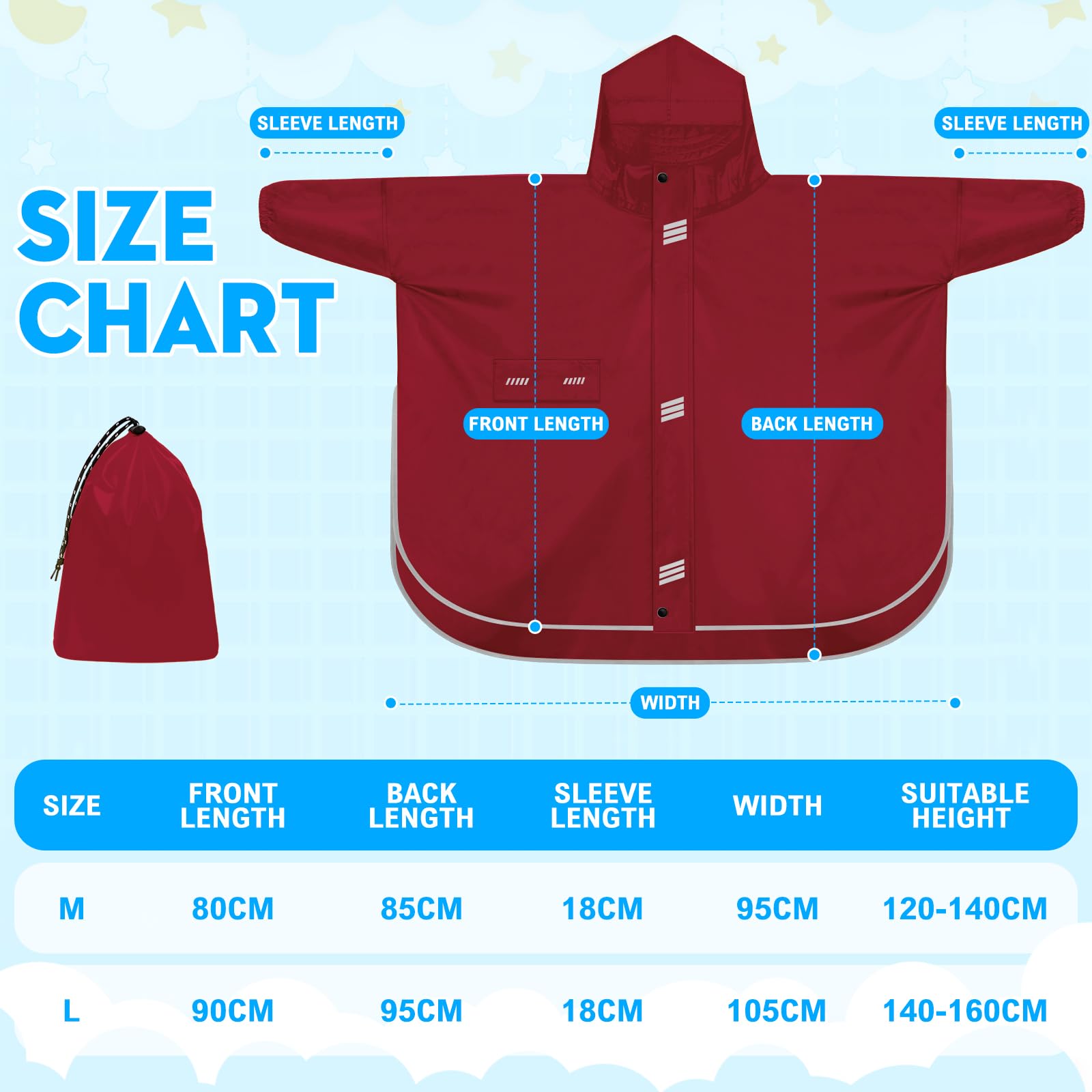 Chubasquero Niño Poncho Lluvia Impermeable Capa Chuva Criança Ligero Plegable Poncho Lluvia Unisex con Capucha Mangas Reflectantes Chubasquero Niña Plegable Poncho Impermeable