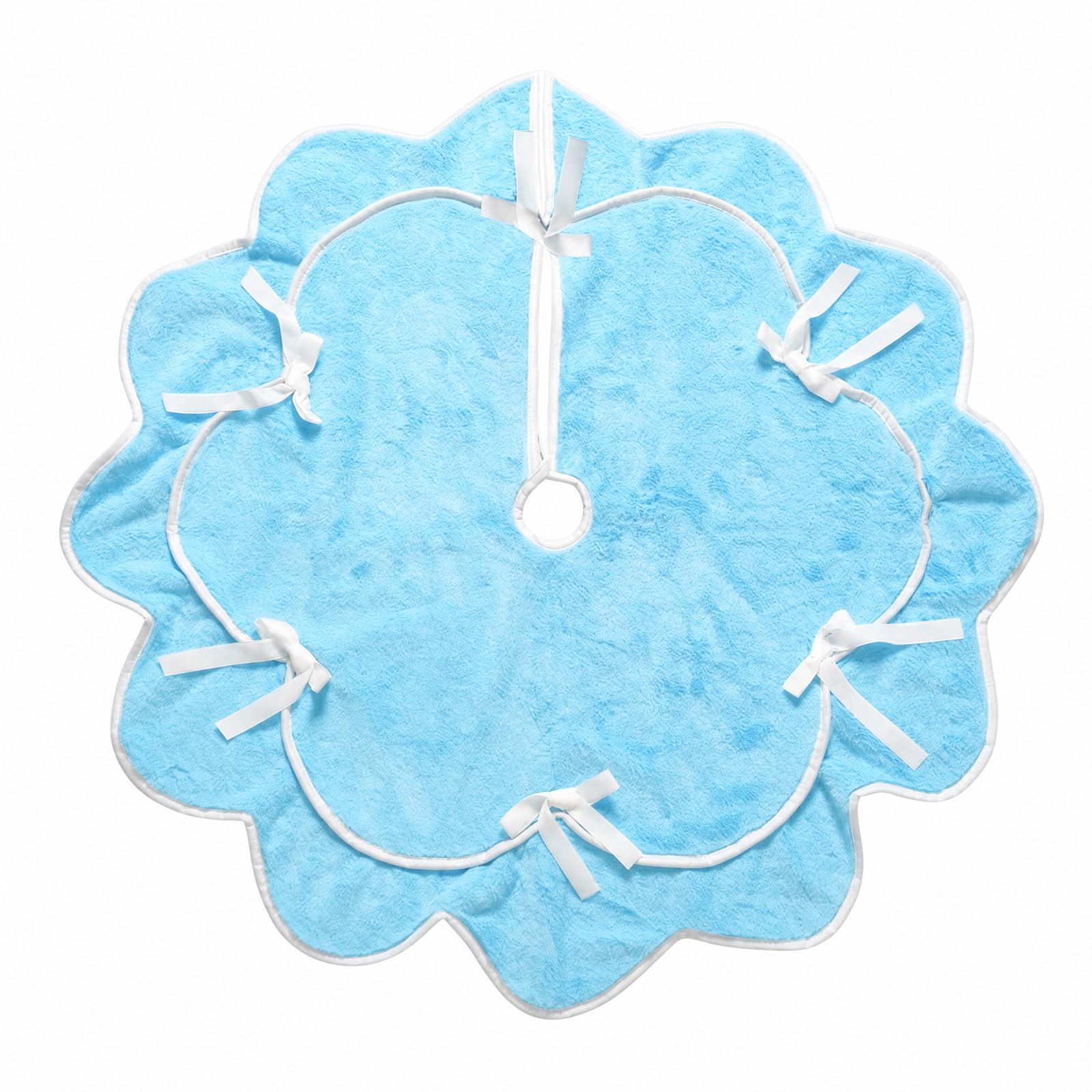 Qianly Décoration Noël Taille Universelle Jupe à Bords Festonné Pliable pr Soirées Festives, Bleu, 120CM