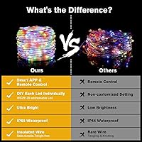 Vista 6 de LUXONIC Luces de hadas con control de aplicación inteligente, 2 luces LED RGB parpadeantes de 32.5 pies para dormitorio, tira de luces