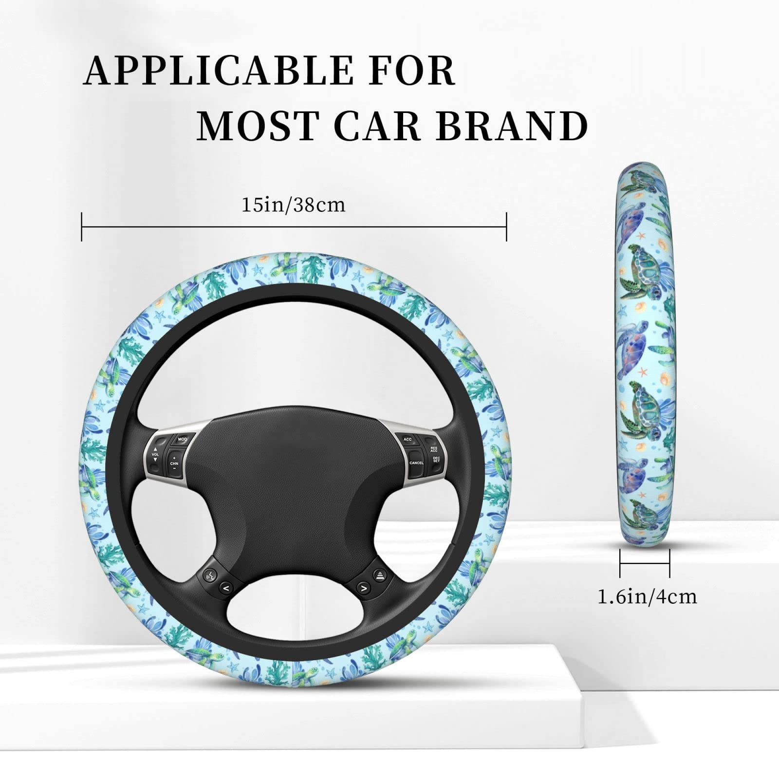 Coprivolante Fatto A Mano All'Uncinetto Con Tartaruga Marina 3D + Copricinture - Bianco Latte