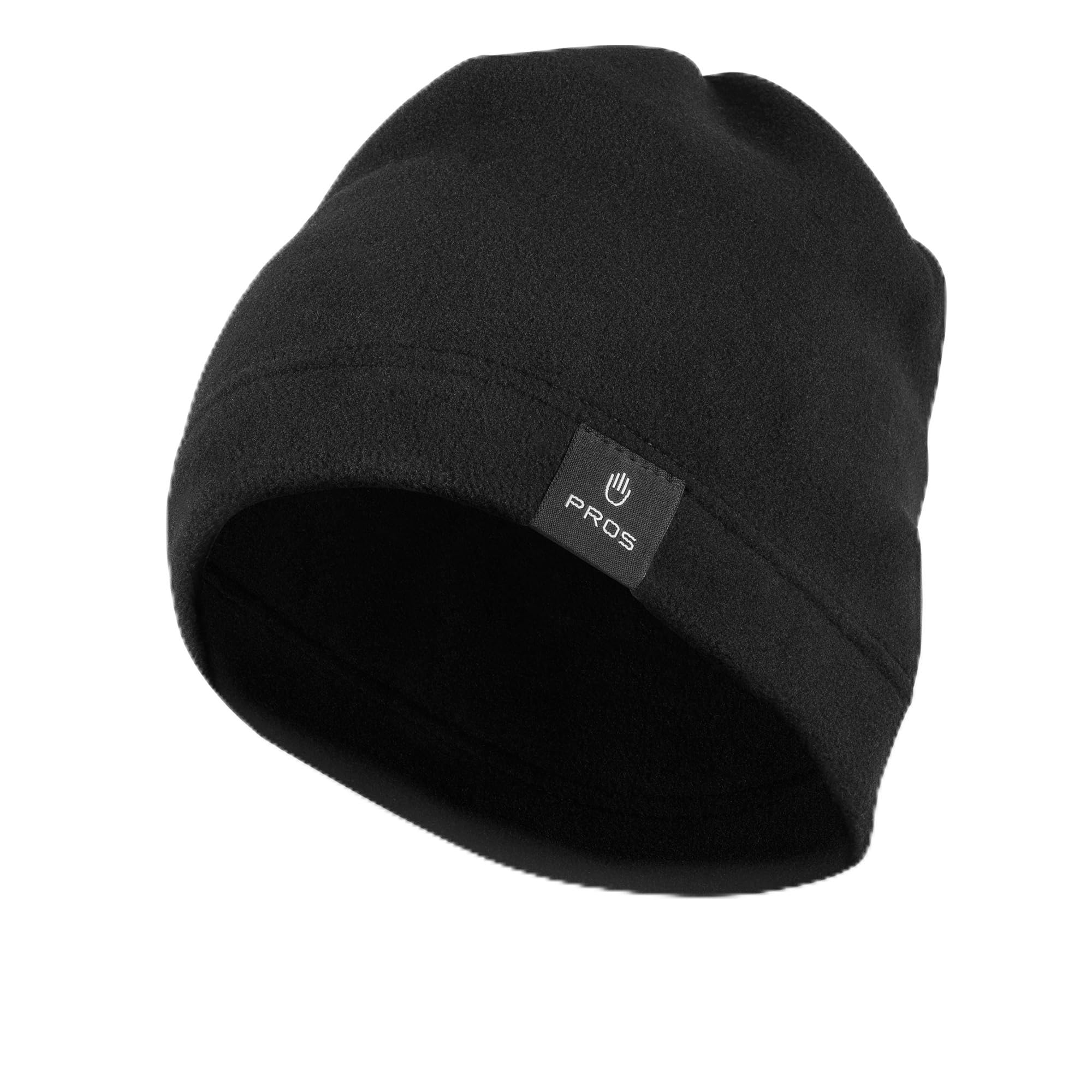Pros Unisex Black Fleece Hat 52 Cm – Polar Thermal Winter Beanie Soft Warm Cap 260G/M2