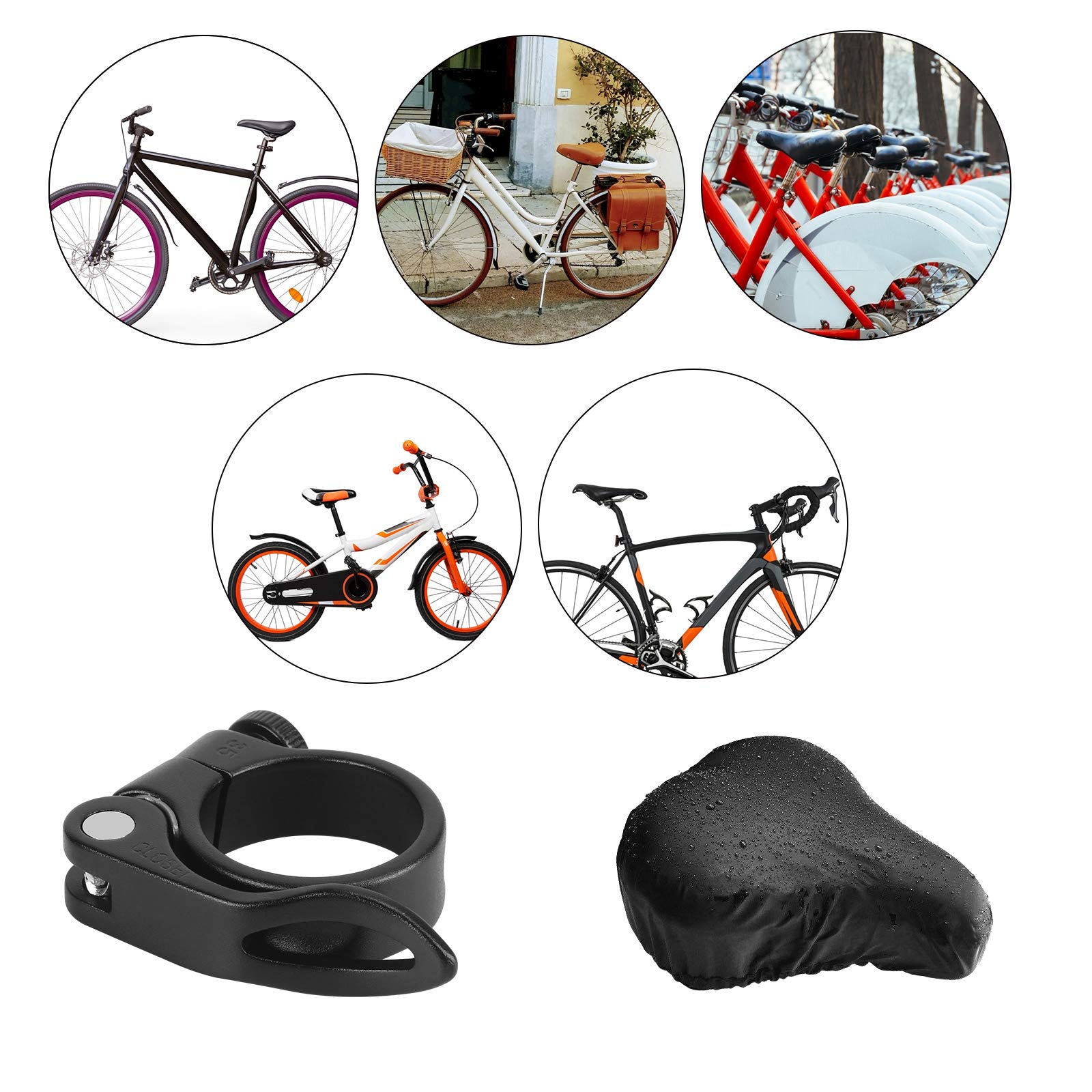 CHALA 2TLG Sattelklemme Set Sattelstütze Klemme Sattel Schnellspanner mit Sattelbezug Fahrrad Klemmring Aluminium Legierung Fahrradsattelklemme für