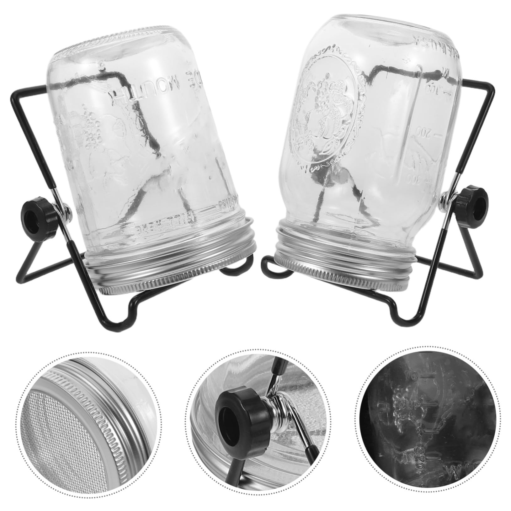 Kit de Germoir en Bocal 2 Ensembles 16 Oz en Verre et Acier Inoxydable | Graines et Micro-pousses, Nettoyage Facile, pour Rebords de Fenêtre et Plans Cuisine