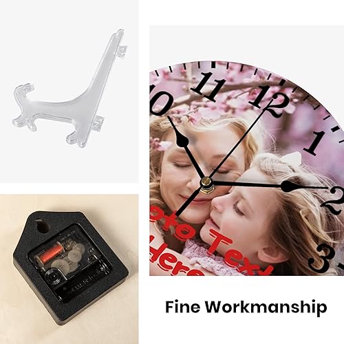 Miniatura 8 de IOACIY Reloj de pared de madera silencioso sin tictac, textura de leopardo azul, relojes de pared redondos decoración para el hogar, cocina, sala de