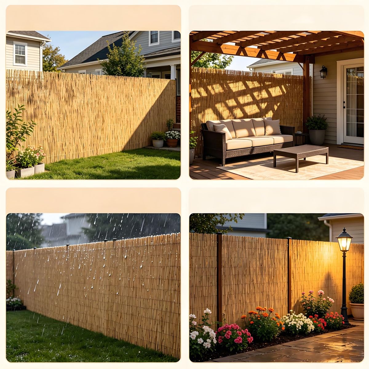 Stuoia Ombreggiante in Canniccio di Bambù Pelato - Frangivista Naturale per Recinzione Giardino, Arella Copertura Tettoia Gazebo, Ringhiera Balcone, Arelle Decorativo in Canna(Marrone,H1.5 x L2.5m)