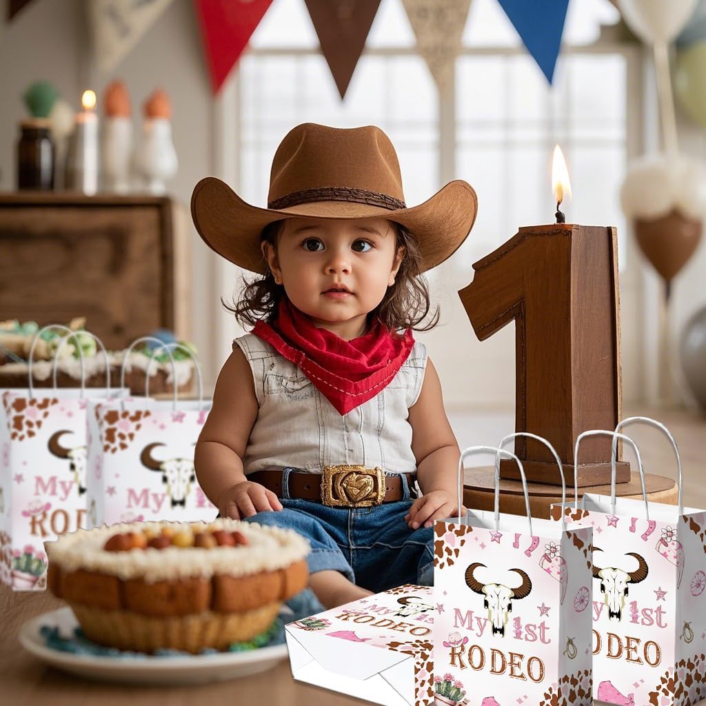 AETGDDS 20 Pcs My 1st Rodeo Party Favors Bags - First Rodeo Birthday Decorations Girl - Cowgirl Goodie Bags