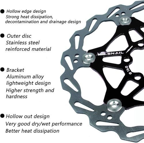 Miniatura 6 de Juego de frenos de disco de bicicleta de 6.299 in y 7.087 in con 6 pernos para bicicleta de carretera, bicicleta de montaña, MTB, BMX (aleación de
