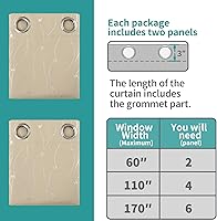 Vista 276 de BGment Room Darkening Curtains 95 Inches Long, Grommet Thermal Insulated Blackout Curtains with Wave Line and Dots Printed for Bedroom, 2 Panels