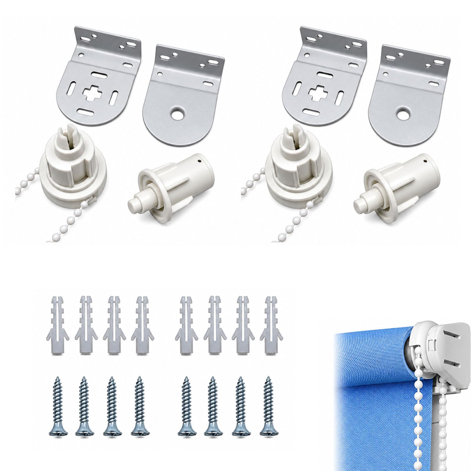 2 Set Roller Blind Fittings, Roller Blind Brackets Controller with Clutch
