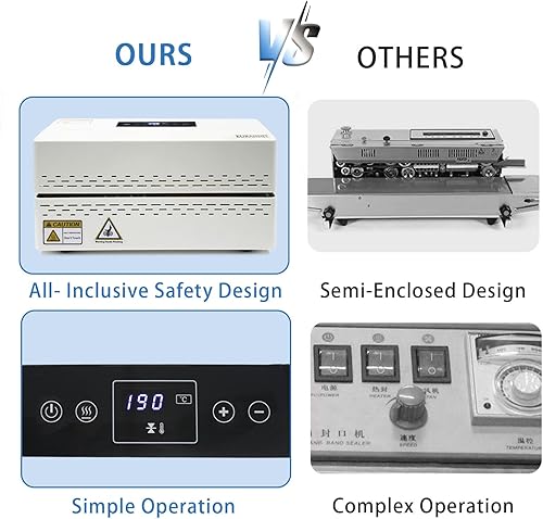 Miniatura 6 de Máquina selladora térmica, sellador automático de banda continua con control digital de temperatura, sellador horizontal de bolsas para bolsas de