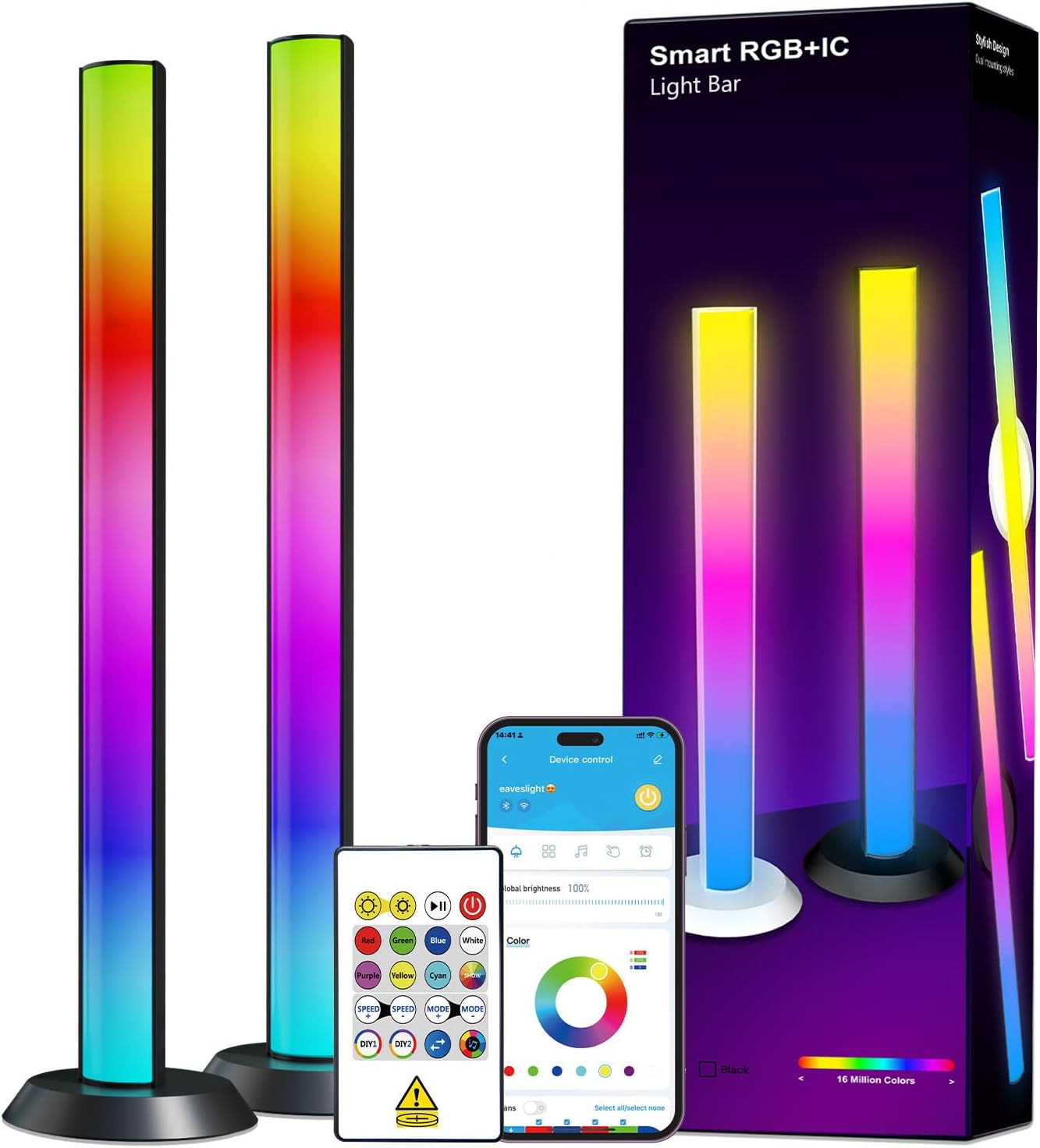 DAYBETTER Gaming Light Bars,RGBICW TV Light Bars,Smart LED Light Bars with Music and Scene Modes,Multiple Placement Options,Mood Lighting,Color Changing Light Bar for Gaming Monitor,TV,Desk,Room Decor