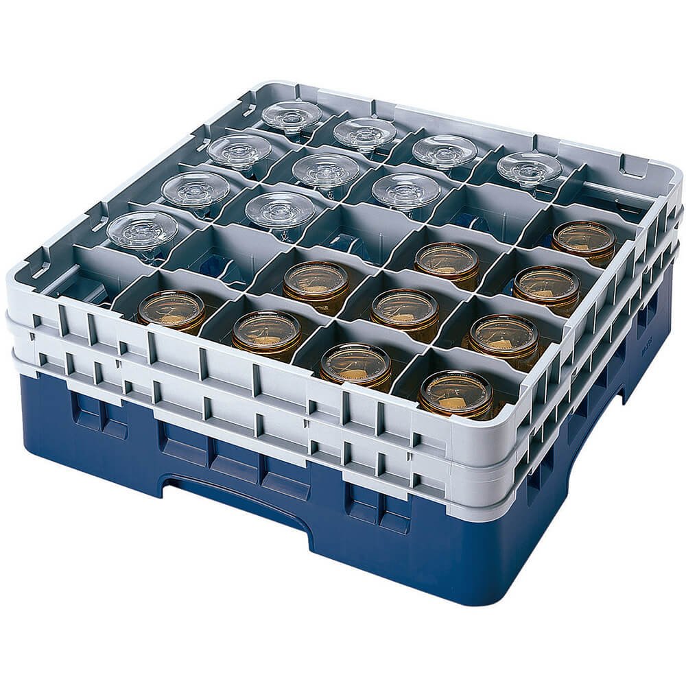 Cambro 0099511604821 Cesta de Lavado de tamaño Completo Compartimentos 1, diámetro máx. 8.7 cm, Altura máxima 11.8cm, Color Azul Marino, 25 Copas/Vasos