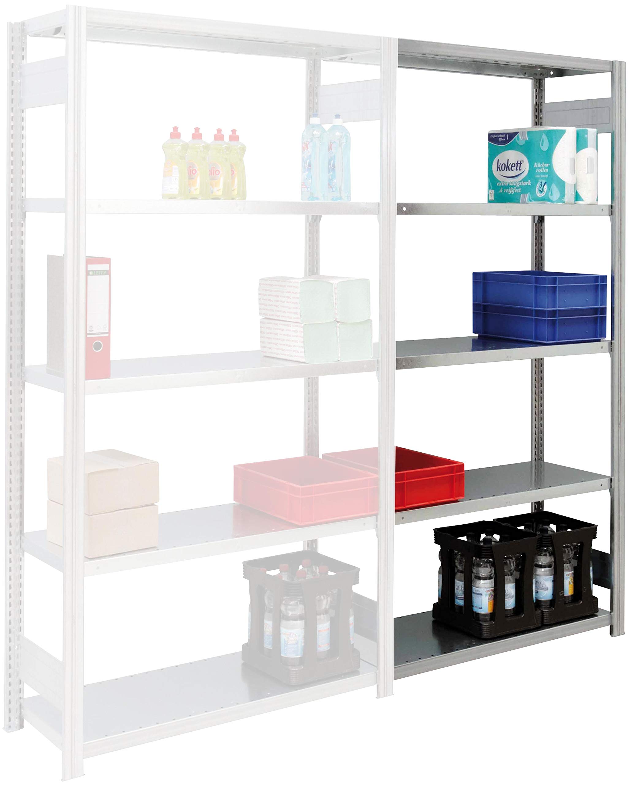 REGALWERK BERT Almacenamiento en bastidor con sistema de montaje de chapa de acero galvanizado de 3.000x1285x800 mm.