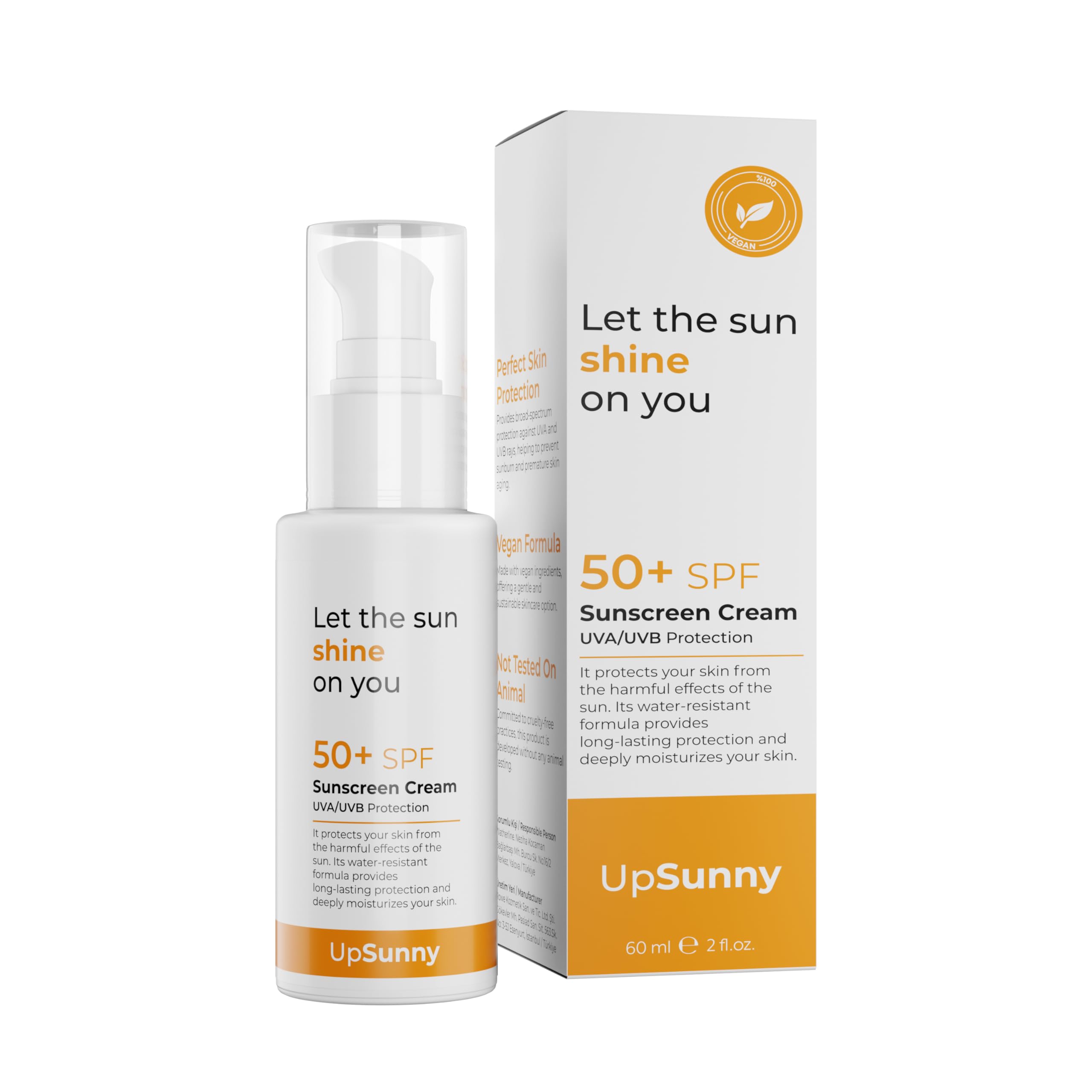 UpSunny Güneş Kremi, 50+ SPF, UVA/UVB Koruma, 60 ml