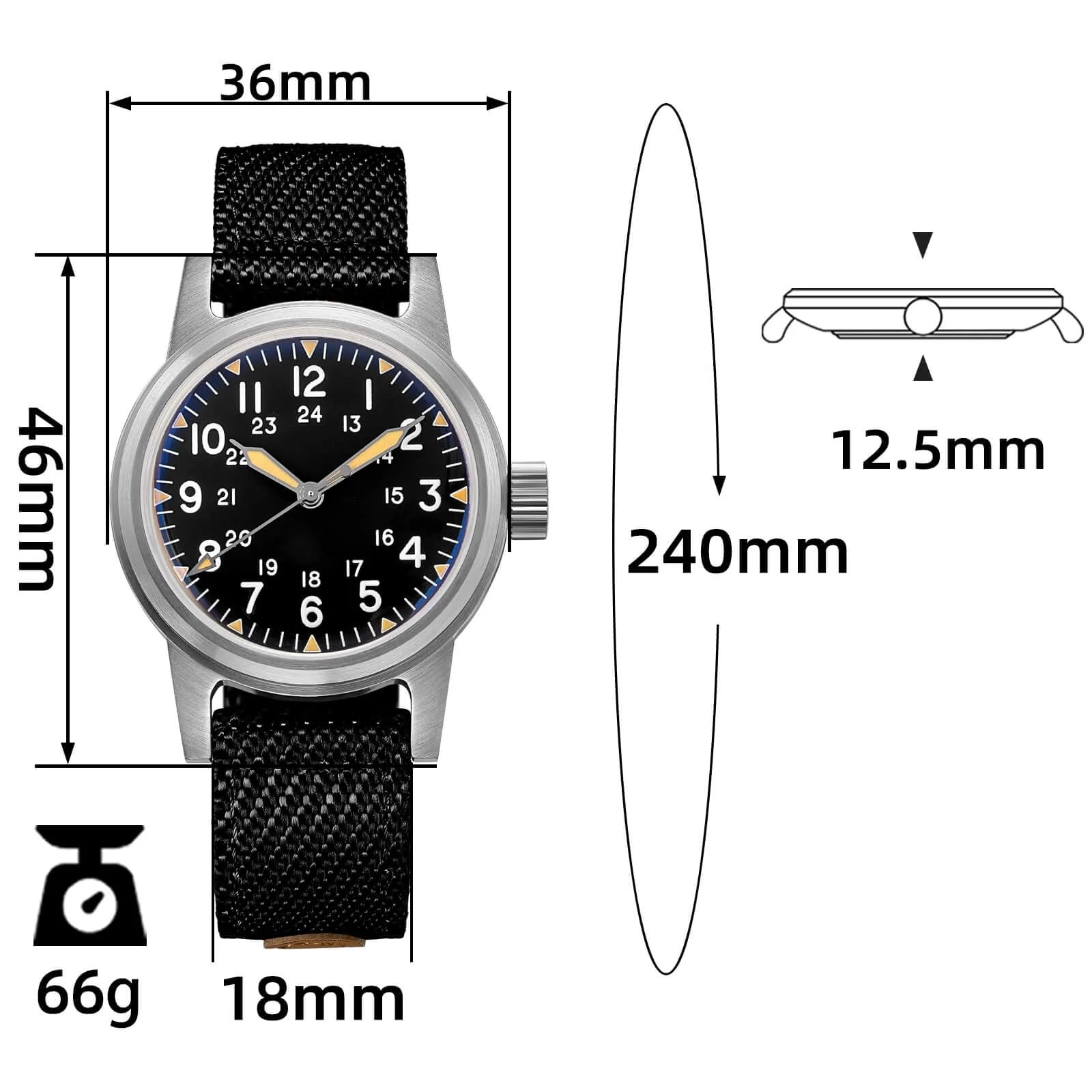 TACTICAL FROG ADDIESDIVE AD2088 36 mm zegarek mechaniczny vintage