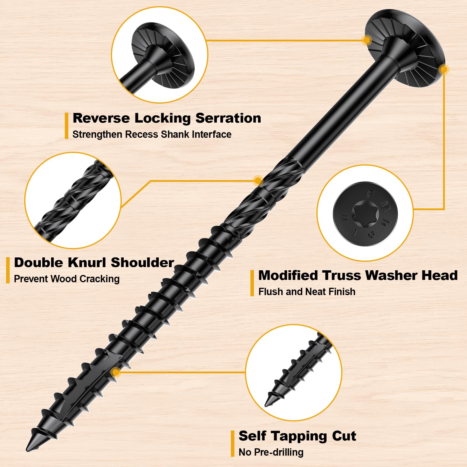 Wood Lag Screws #14 x 5 - Durable & Rust Resistant -3 Wood Lag Screws #14 x 5 - Durable & Rust Resistant -3