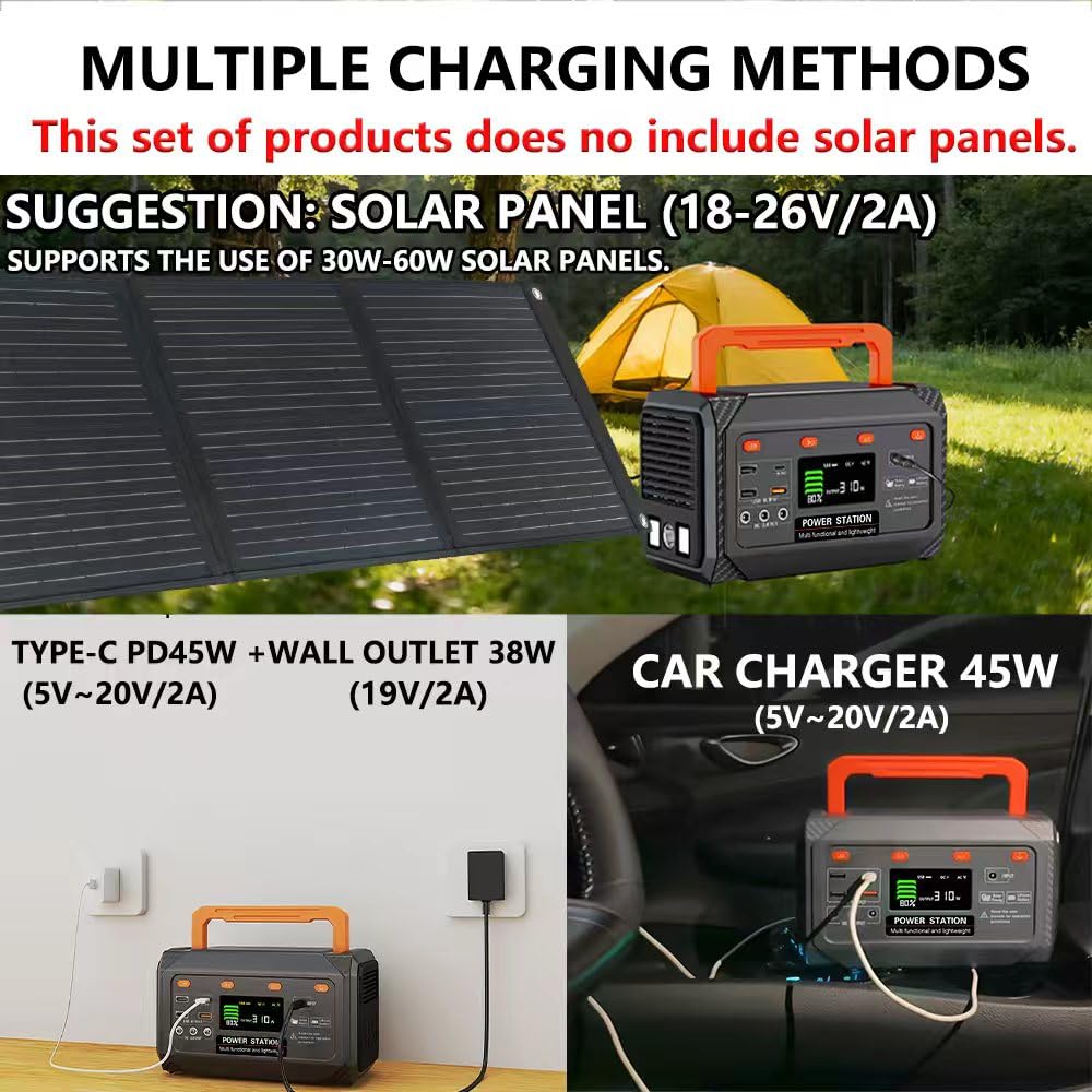Stazione di alimentazione portatile da 300 W, batteria al litio da 270 W, generatore solare con 2 uscite CA, USB-C PD da 45 W, batteria a ricarica rapida per uso domestico, campeggio